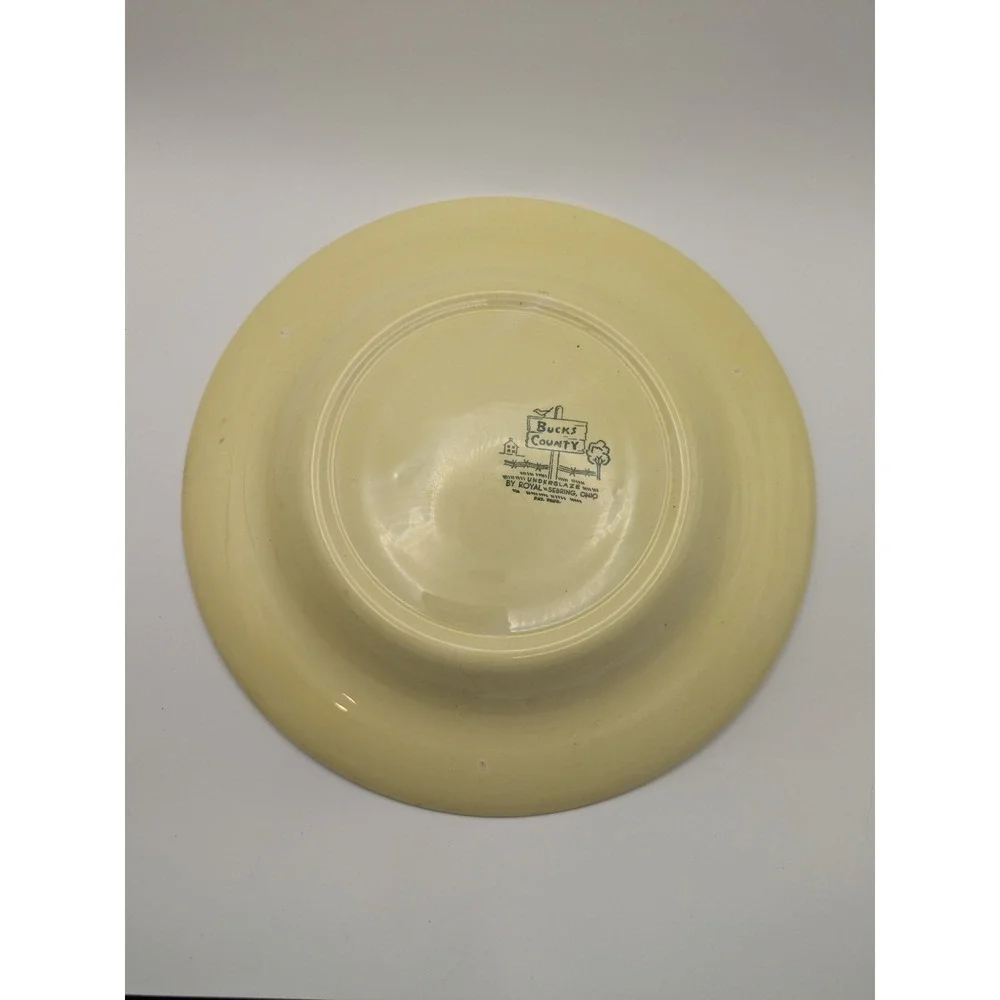 Royal China Bucks County Dinner Plate Yellow Black Primitive Farm Folk Art‎ 10in